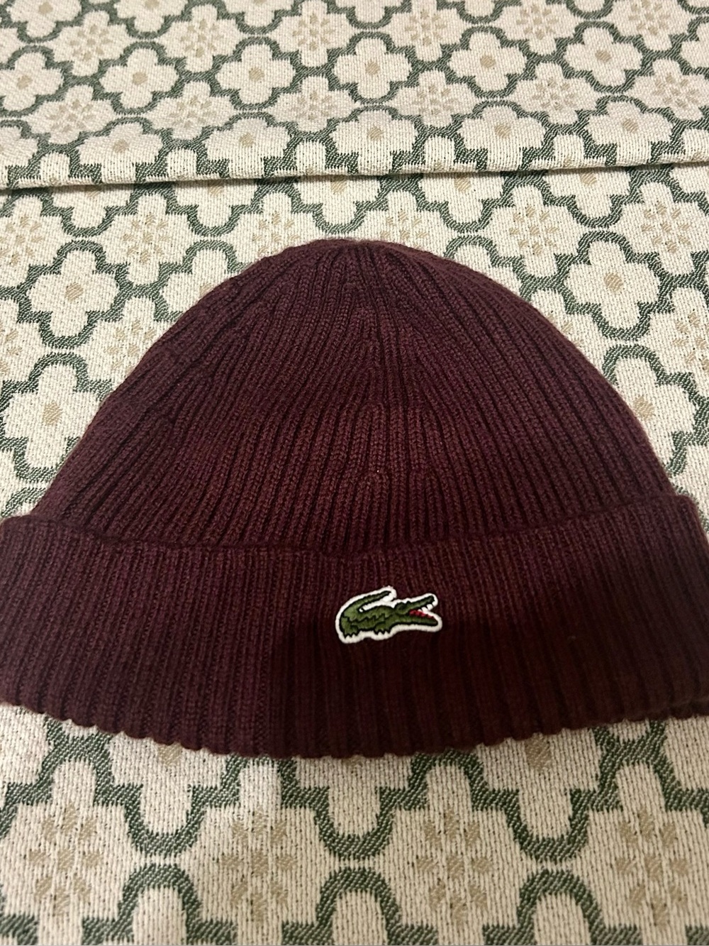Lacoste Burgundy Cashmere Beanie